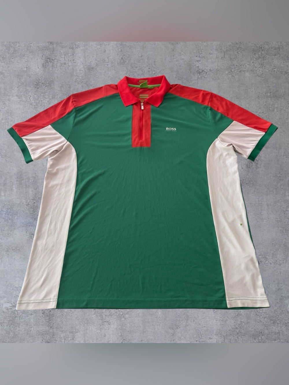 Hugo Boss Mexico Golf Polo Men XXL 2XL Zip World Cup Flag Prek Flag Shirt